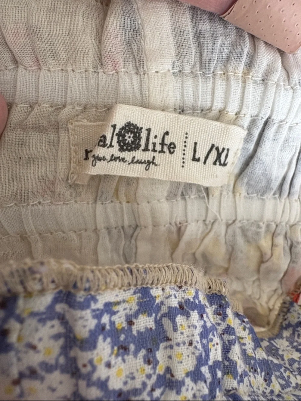 Natural Life Mix It Up Patchwork Floral Maxi Skirt in Blue, White & yellow. L/XL - Picture 5 of 9